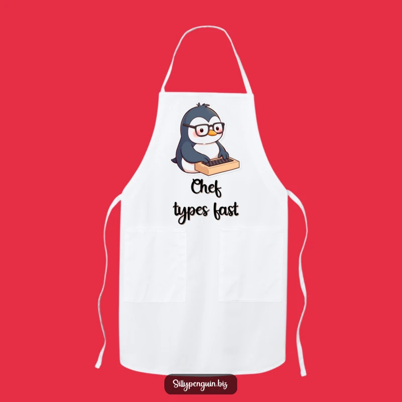 Funny Penguin Typing Apron - Smart Kitchen Nerd Gift