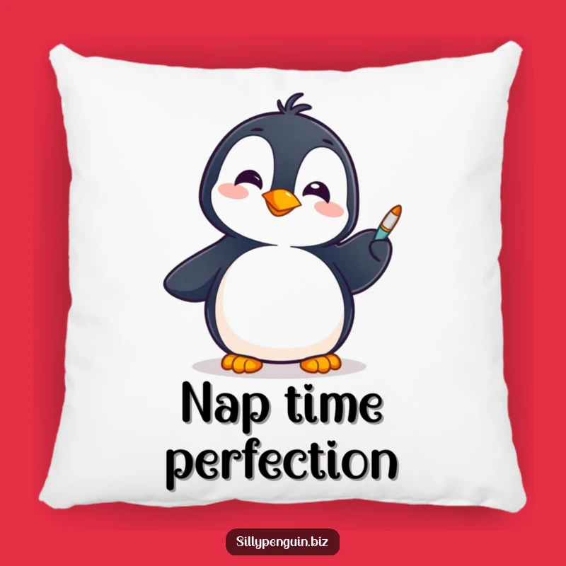 Funny Penguin Pen Spinning Pillow: Cozy & Cheerful Home Decor Gift