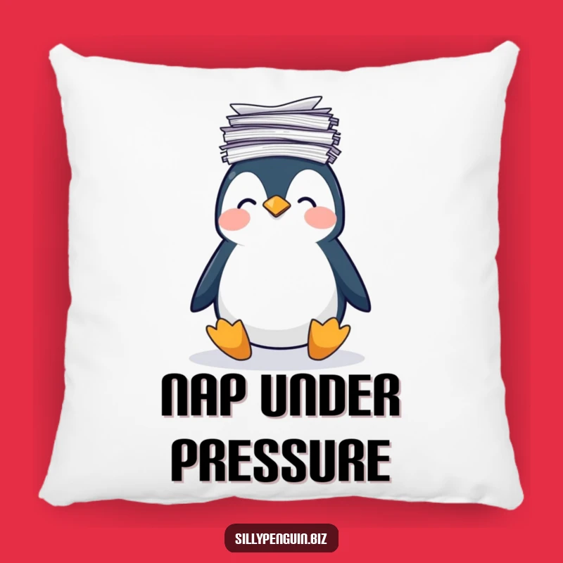 Funny Penguin Paper Pile Pillow: Cozy & Hilarious Stress Relief Gift