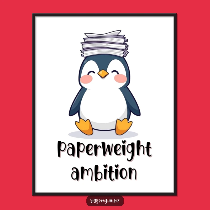 Funny Penguin Paperwork Wobble Digital Art: Hilarious Wall Decor Gift