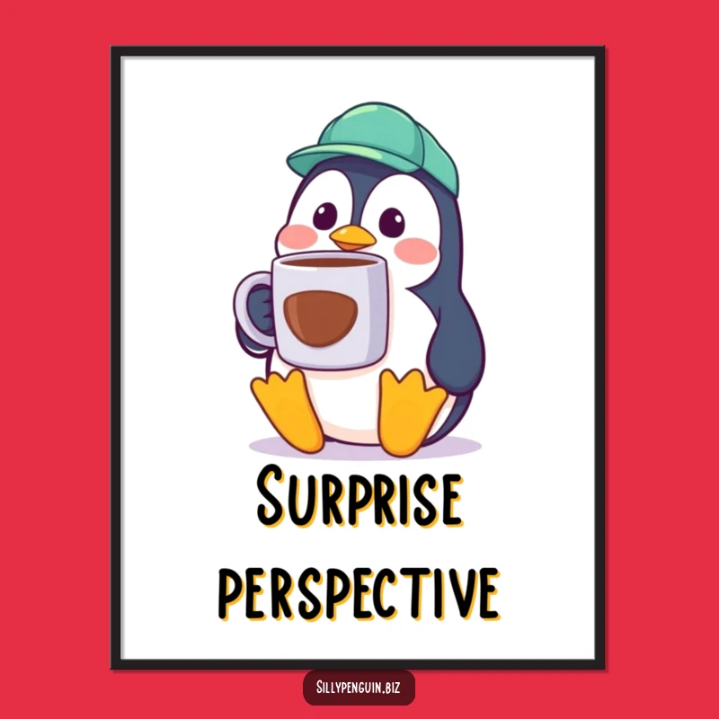 Funny Penguin Digital Art - Surprised Worker's Cubicle Laugh Print