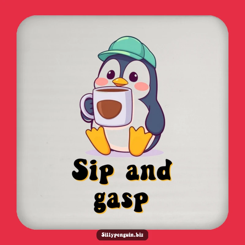 Funny Penguin Coaster - Surprised Worker's Desk Protection Gift