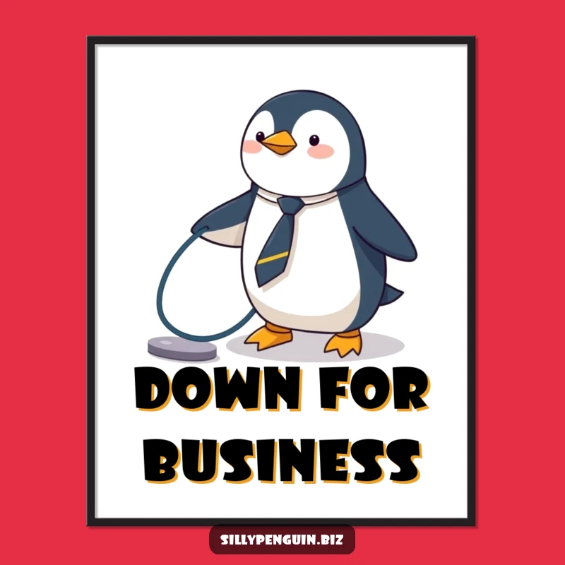 Funny Penguin Poster - Tripping Over Cables Art Print Gift