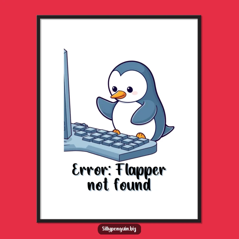 Funny Penguin Keyboard Warrior Poster: Hilarious Office Decor Gift
