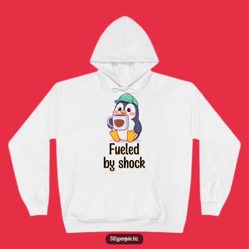 Funny Penguin Hoodie - Cozy Cubicle Worker Surprise Coffee Comfort