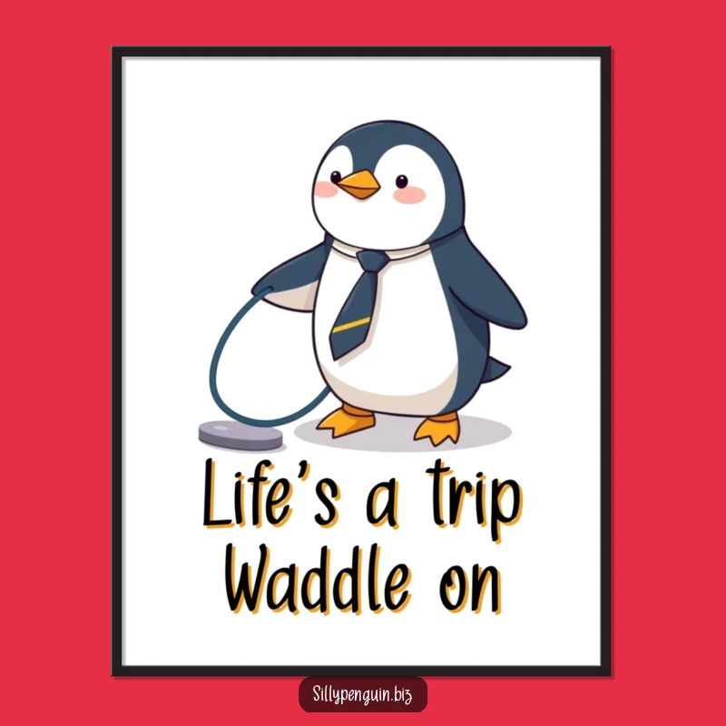 Free Printable Wall Art: Tripping Penguin Tie-Wearing Funny Downloadable Decor