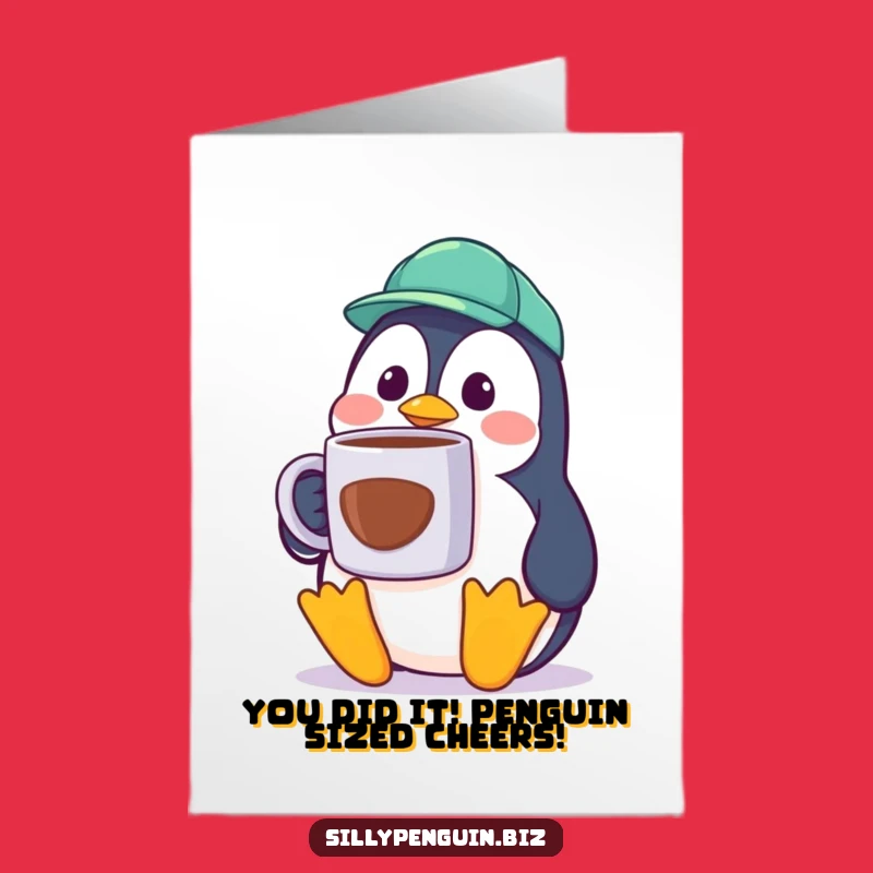 Free Printable Penguin Congratulations Card: Shocked Cubicle Worker Funny Downloadable Gift