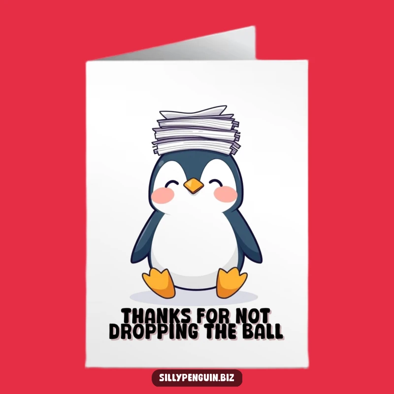 Free Printable Penguin Paper Mountain Card: Funny Thank You Downloadable Gift