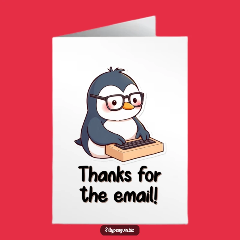 Free Printable Thank You Card: Typing Penguin Smart Gratitude, Downloadable Humorous Gift