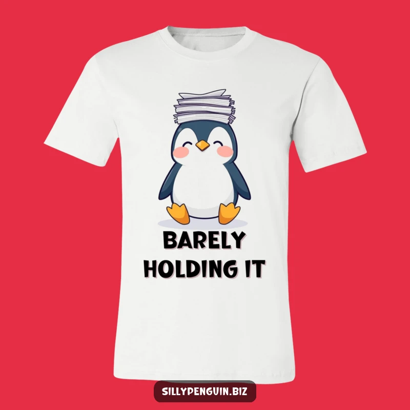 Funny Penguin Overwhelmed Paperwork T-Shirt: Hilarious Gift for Busy Bees
