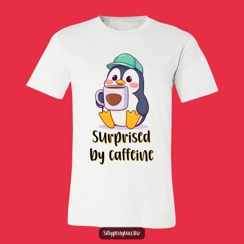Funny Penguin Cubicle Worker T-Shirt - Comedic Coffee Shock Gift